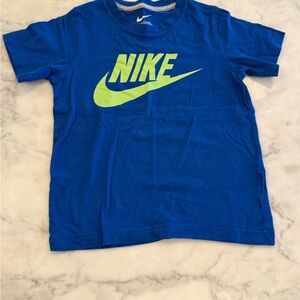 Nike Kids Blue and Lime Green Tee